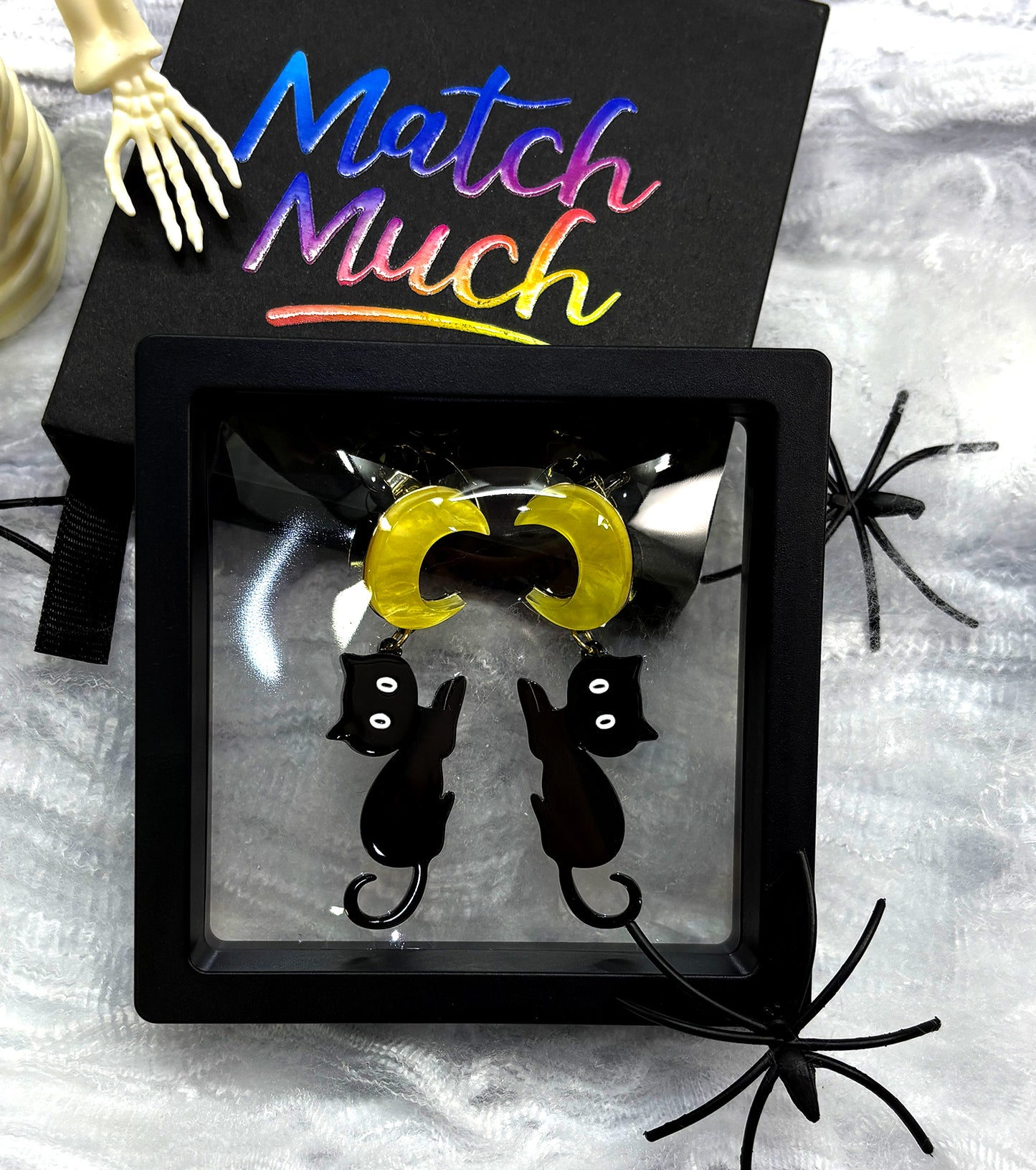 Moon Cat Earrings Acrylic Resin Halloween Statement Jewelry for Women