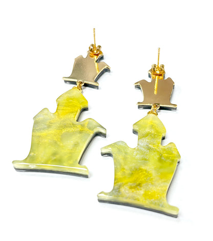 Ghost House Earrings Acrylic Resin Halloween Statement Jewelry for Women