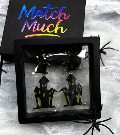 Ghost House Earrings Acrylic Resin Halloween Statement Jewelry for Women