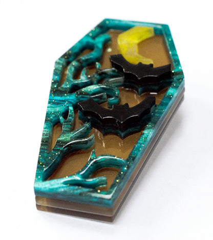 Bats Brooch Acrylic Resin Halloween Statement Jewelry for Women