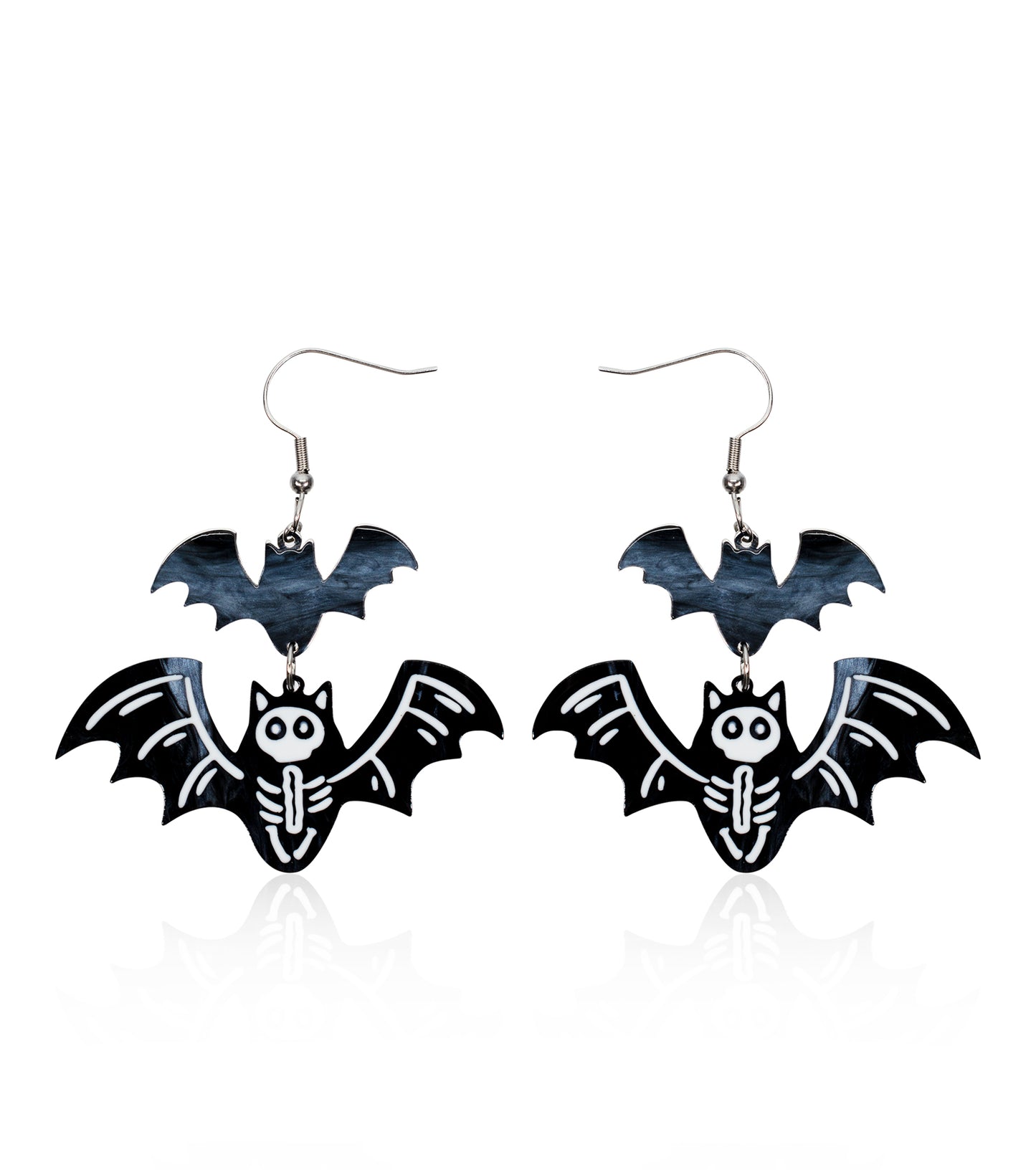 Bat Skeleton Earrings Acrylic Resin Halloween Statement Jewelry for Women