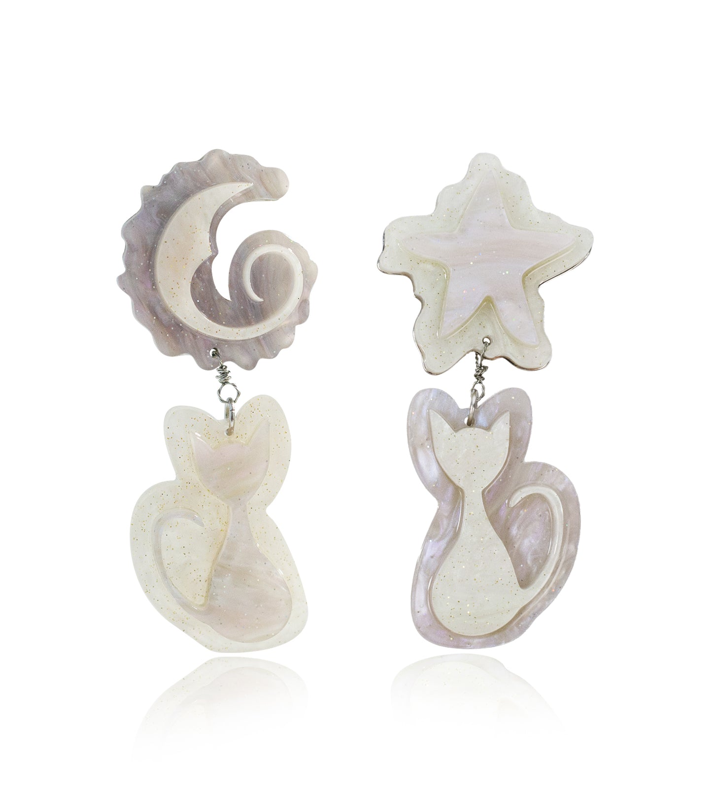 Star Moon Cat Earrings Acrylic Resin Halloween Statement Jewelry for Women
