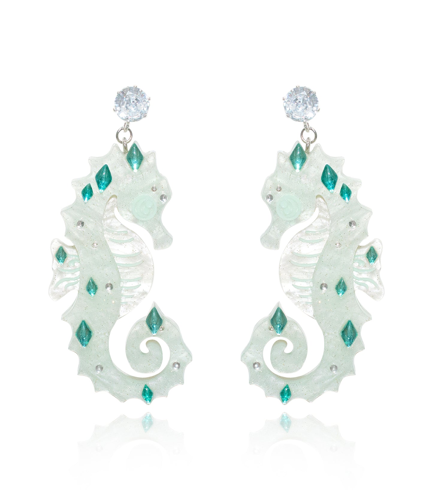 Seahorse Earrings Ocean Acrylic Resin Statement Jewelry for Women