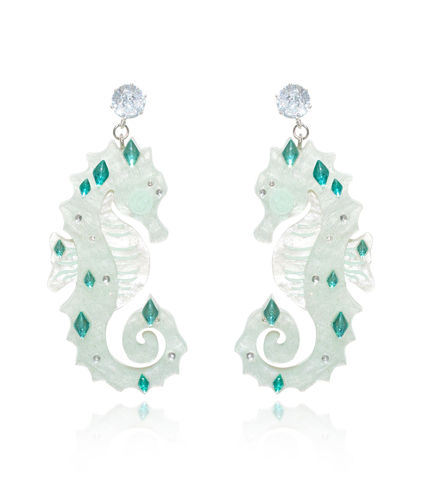Seahorse Earrings Ocean Acrylic Resin Statement Jewelry for Women