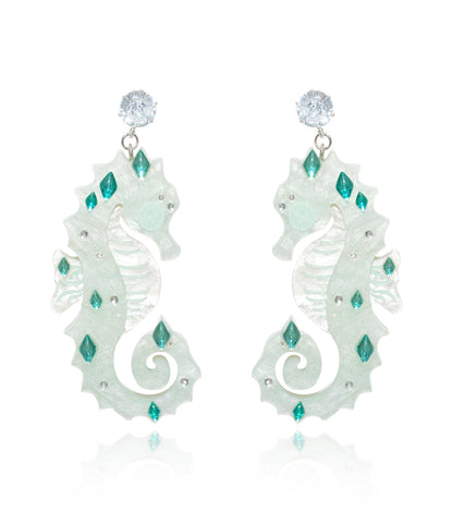 Seahorse Earrings Ocean Acrylic Resin Statement Jewelry for Women