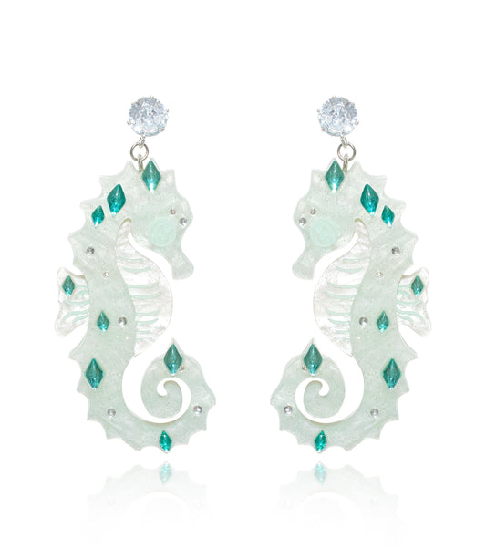 Seahorse Earrings Ocean Acrylic Resin Statement Jewelry for Women