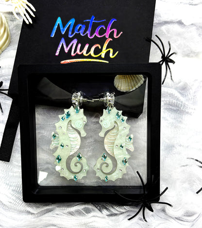 Seahorse Earrings Ocean Acrylic Resin Statement Jewelry for Women