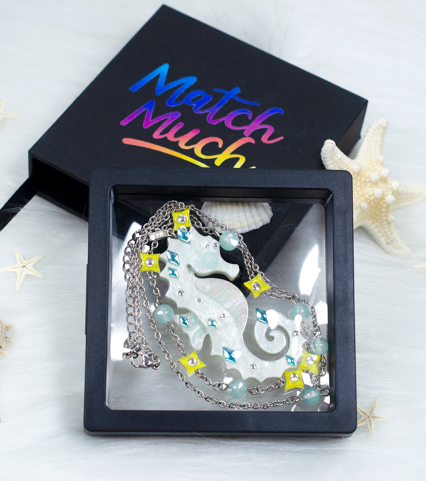 Seahorse Necklace Ocean Acrylic Resin Statement Jewelry for Women