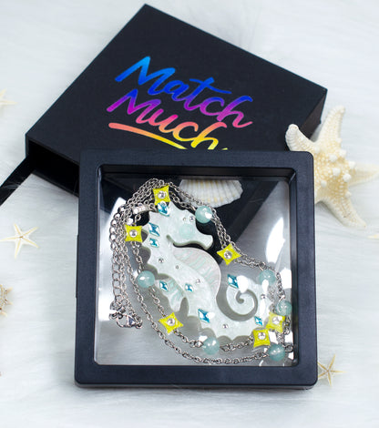 Seahorse Necklace Ocean Acrylic Resin Statement Jewelry for Women