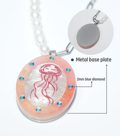 Jellyfish Necklace Ocean Acrylic Resin Statement Jewelry for Women