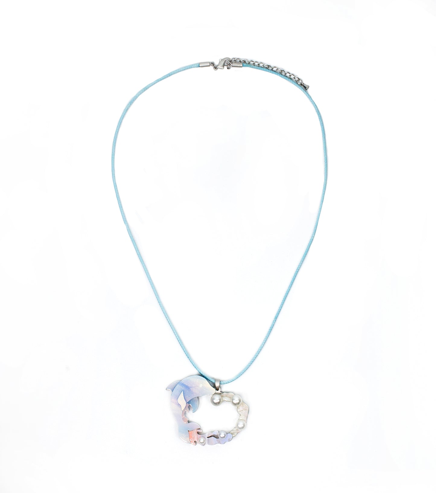 Dolphin Heart Necklace Ocean Acrylic Resin Statement Jewelry for Women