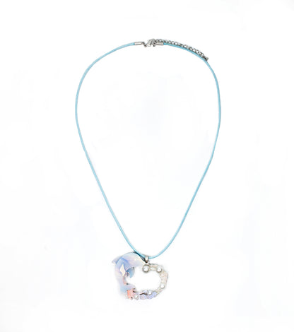 Dolphin Heart Necklace Ocean Acrylic Resin Statement Jewelry for Women