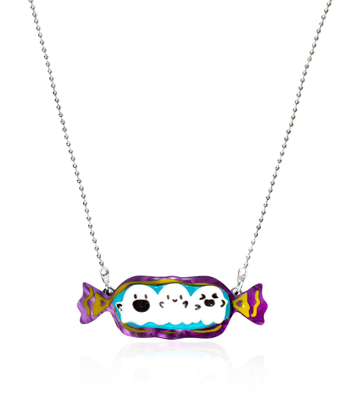 Ghost Candy Necklace Acrylic Resin Halloween Statement Jewelry for Women