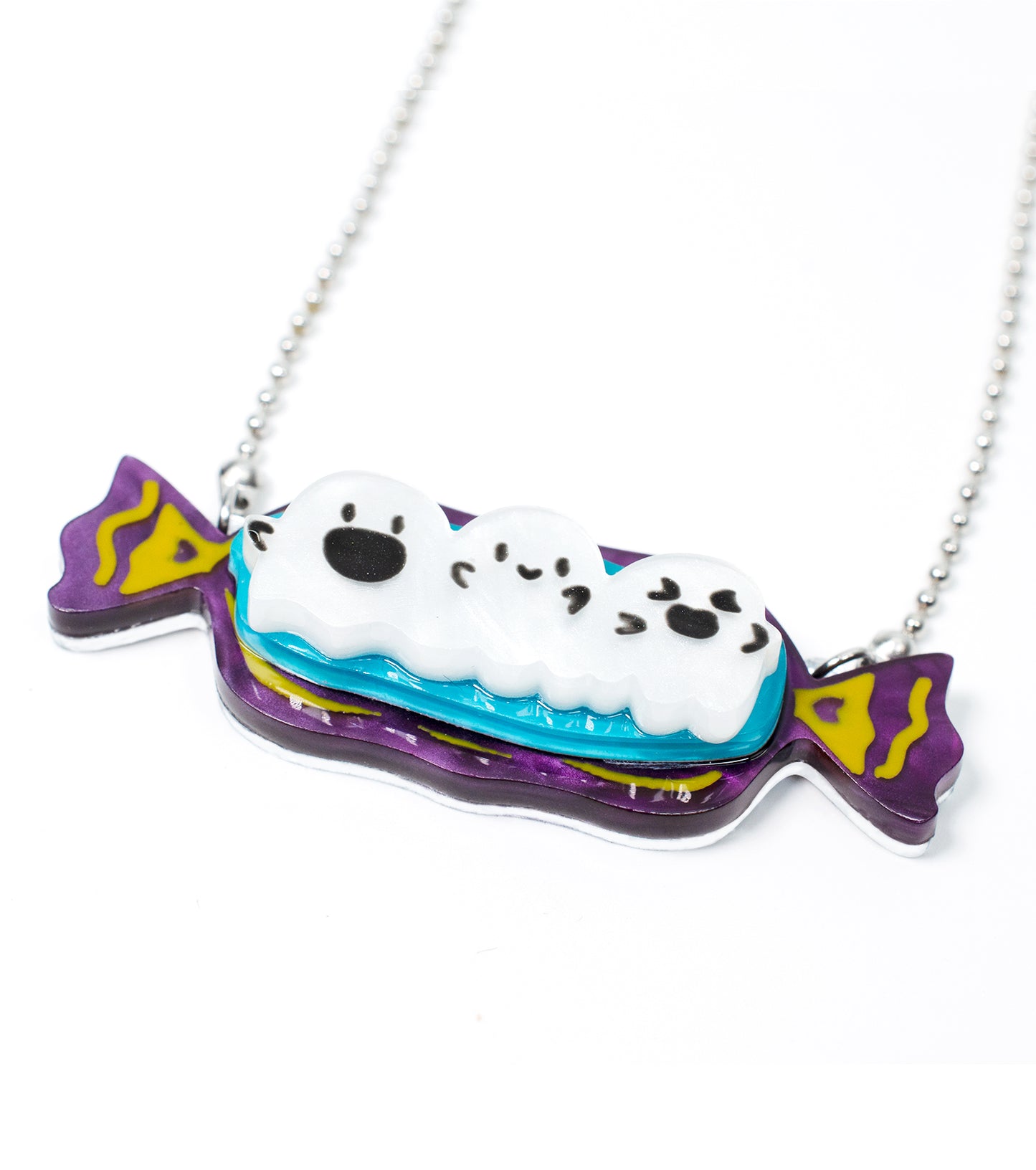 Ghost Candy Necklace Acrylic Resin Halloween Statement Jewelry for Women