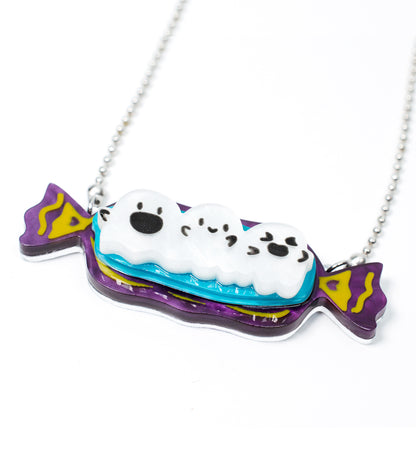 Ghost Candy Necklace Acrylic Resin Halloween Statement Jewelry for Women